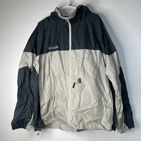 Columbia Light Weight Zip Up Jacket Mens XXL Hidden Hoodie Packable  Vented